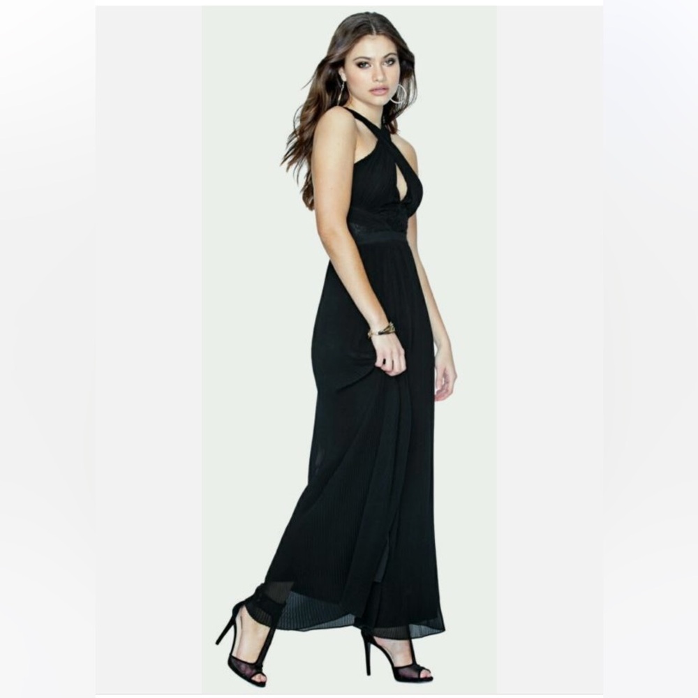 Guess Red Formal Lace Pleated Dress with Cut Out & Crisscross Neckline (Size 4) - Picture 13 of 13